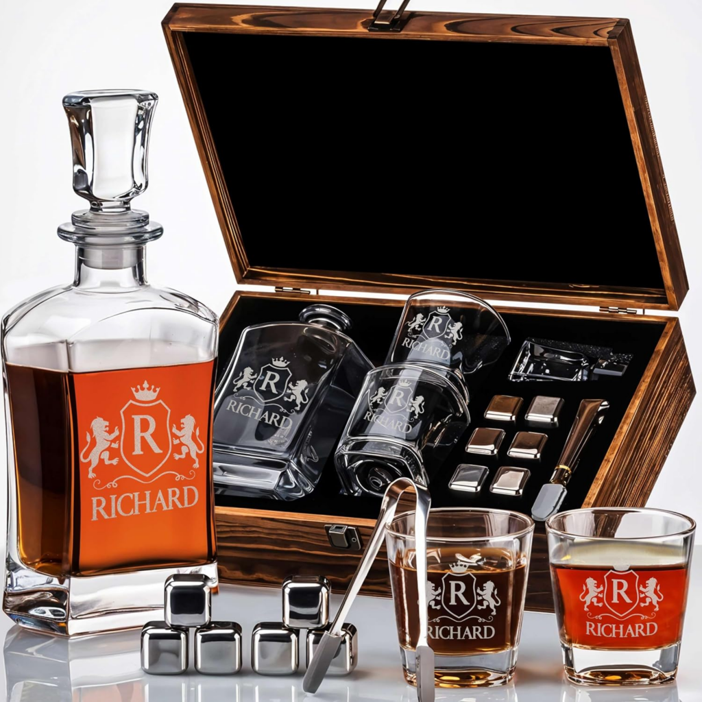personalized whiskey gift set