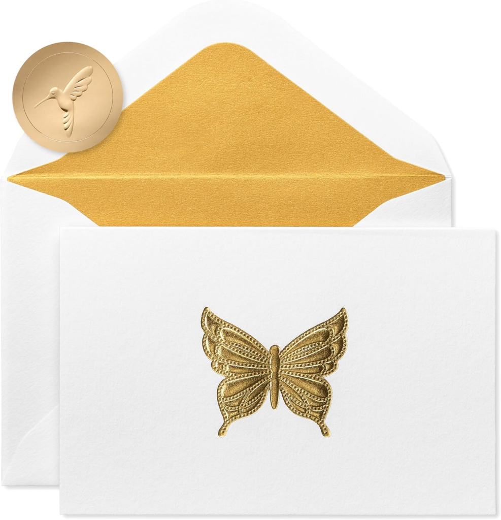 personalized stationery set with gold foil embossing