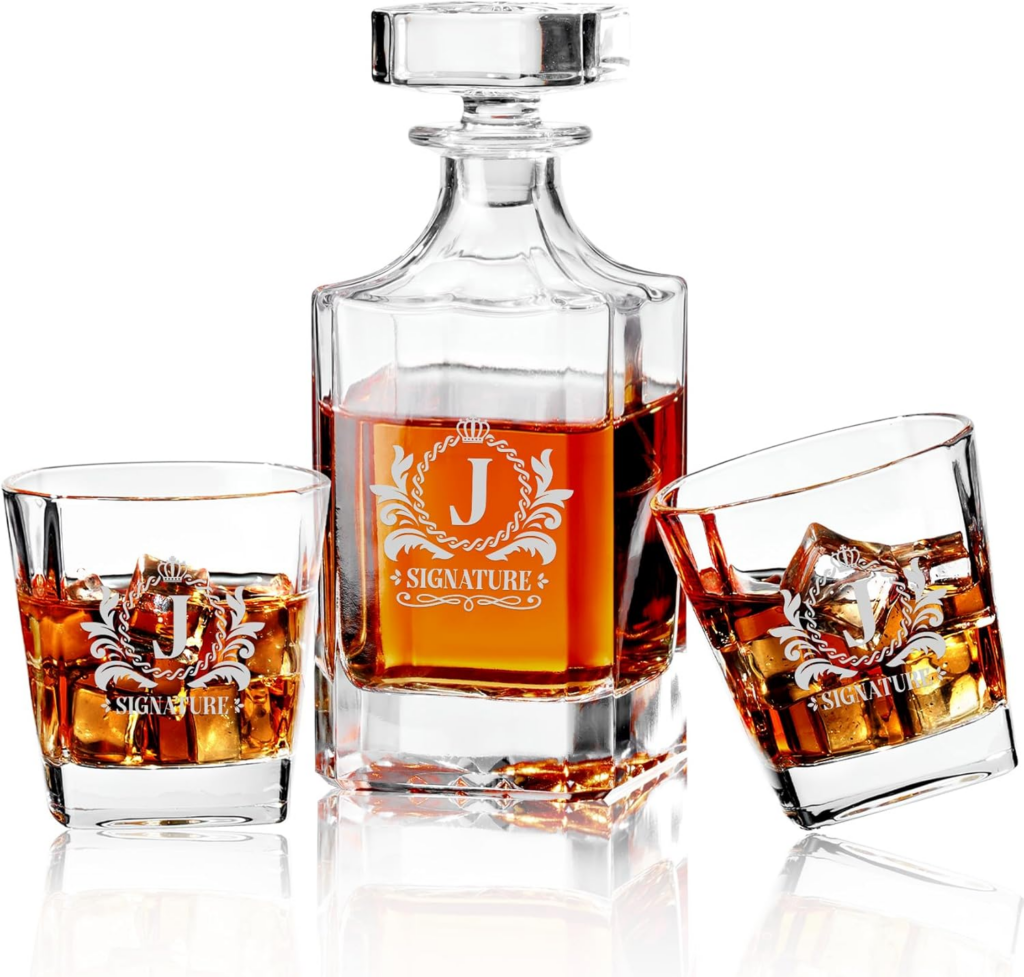 personalized whiskey glass set with engraving 