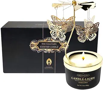 A candle in a custom jar for gifts